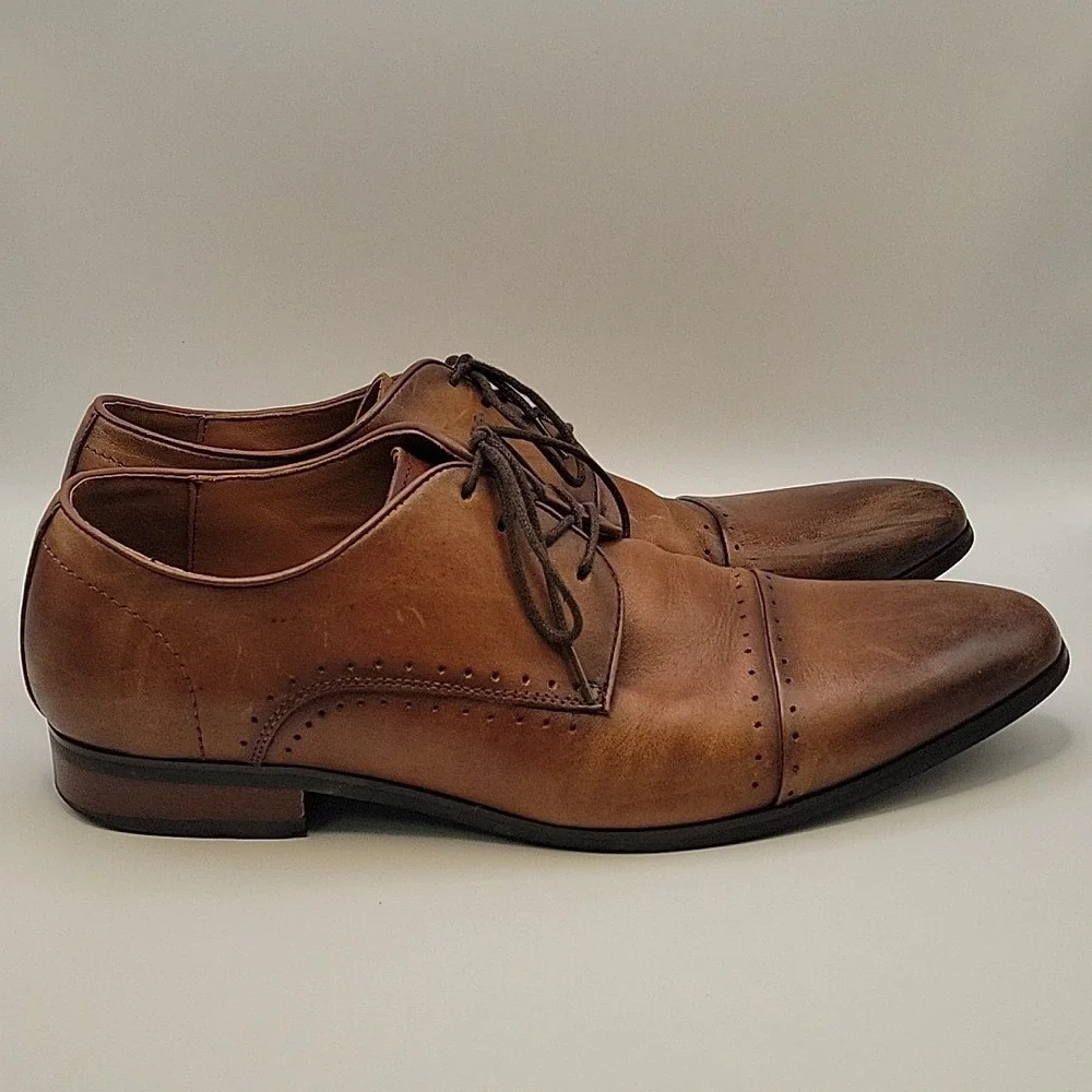 Vintage Foundry Co. Cap Toe Oxford Dress Shoes Men's US 12 Brown Leather Lace Up